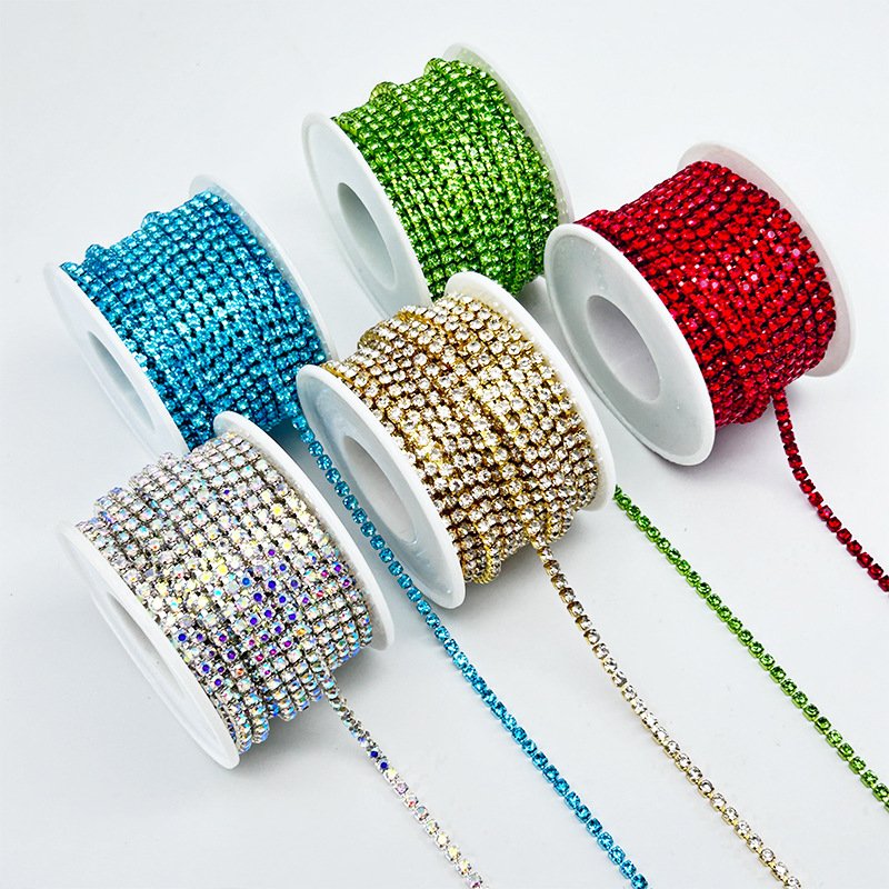 Crystal Cup Chain Rhinestone Trim for Garments, Bags and Shoes