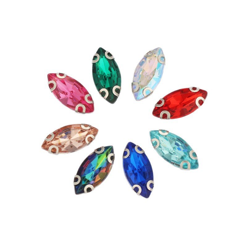 Marquise Navette Acrylic Sew-on 4-D Ear Claw Rhinestones for Bridal Dress, Costumes and DIY Fashion Trim gallery image 3