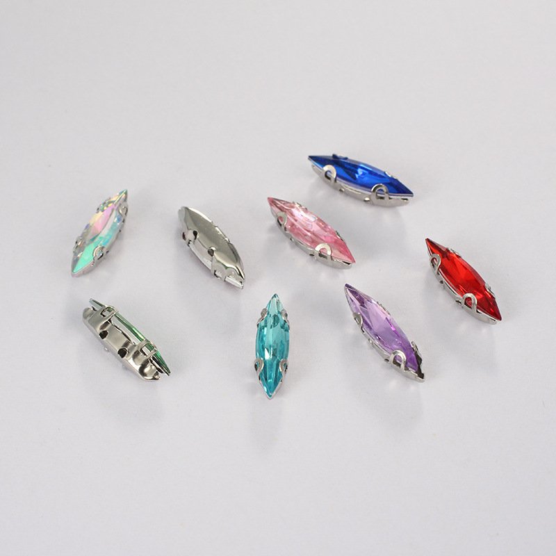 Slender Marquise Acrylic Sew-on Claw Rhinestones for Garment Accessories gallery image 1 Slender Marquise Acrylic Sew-on Claw Rhinestones for Garment Accessories gallery image 1