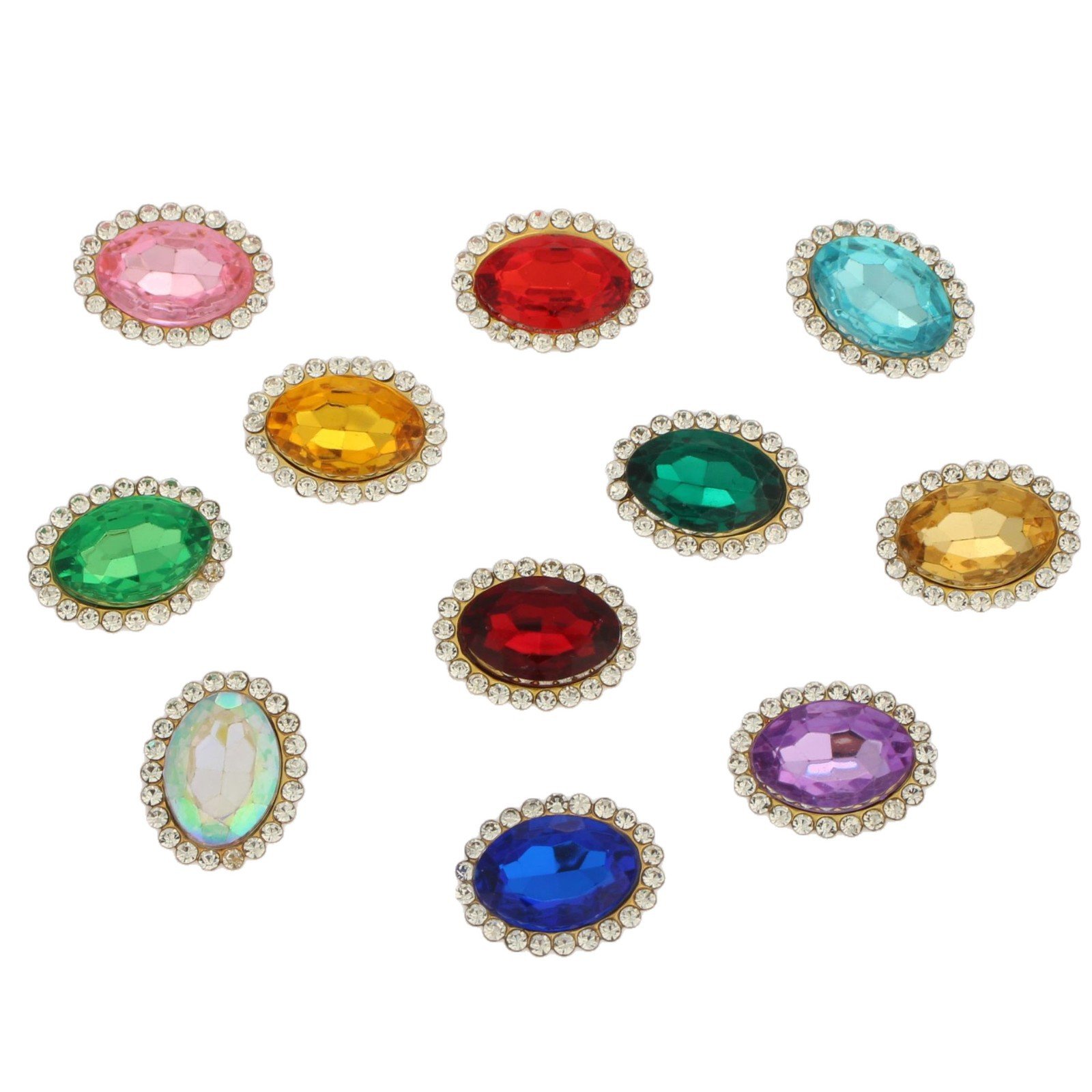 Oval Crystal Halo Acrylic Sew-on Rhinestone Buttons for Hair Accessories and Garment Trim gallery image 2