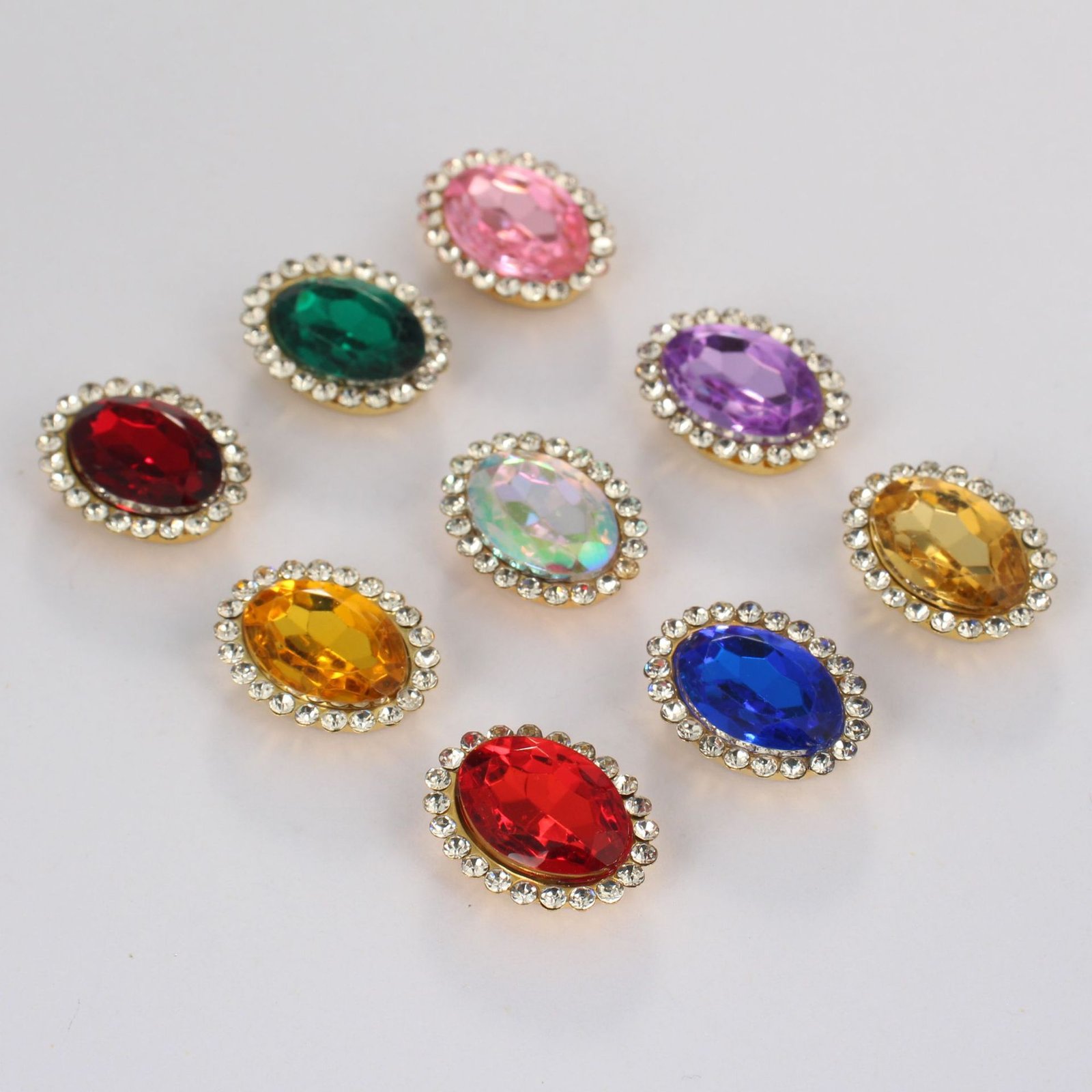 Oval Crystal Halo Acrylic Sew-on Rhinestone Buttons for Hair Accessories and Garment Trim main image Oval Crystal Halo Acrylic Sew-on Rhinestone Buttons for Hair Accessories and Garment Trim main image