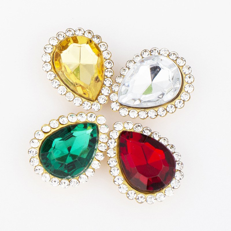 Pear Teardrop Acrylic Crystal Halo Sew-on Rhinestone Buttons for Hair Accessories, Shoes and Garments gallery image 2 Pear Teardrop Acrylic Crystal Halo Sew-on Rhinestone Buttons for Hair Accessories, Shoes and Garments gallery image 2
