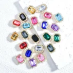 10x14mm Acrylic Rectangle Claw Rhinestones with Crystal Halo Setting gallery image 3