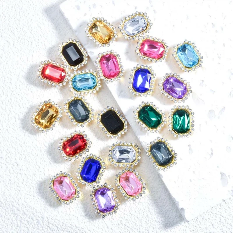 10x14mm Acrylic Rectangle Claw Rhinestones with Crystal Halo Setting gallery image 3
