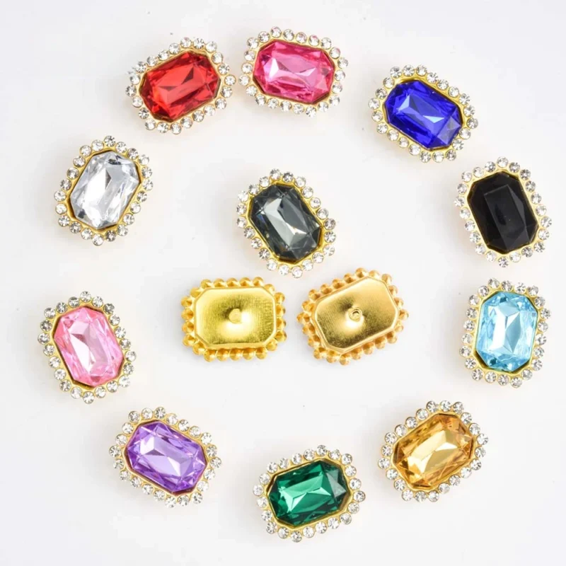 10x14mm Acrylic Rectangle Claw Rhinestones with Crystal Halo Setting gallery image 1