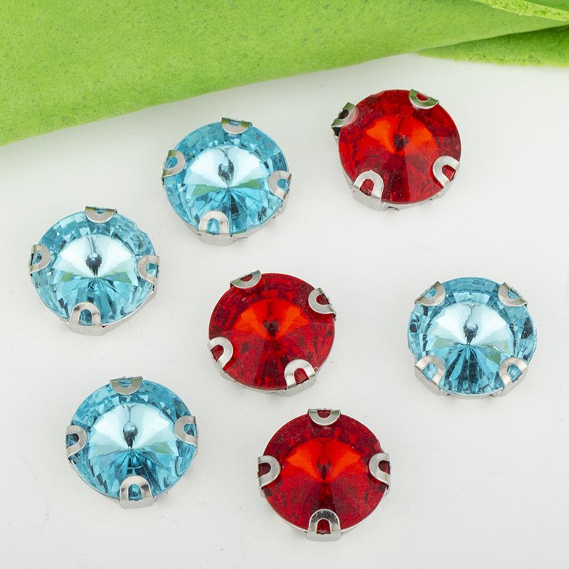 Round Acrylic Sew-on Claw Rhinestones with White K Setting for Bags and Garments gallery image 1