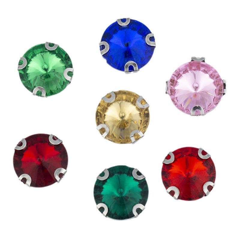 Round Acrylic Sew-on Claw Rhinestones with White K Setting for Bags and Garments gallery image 2