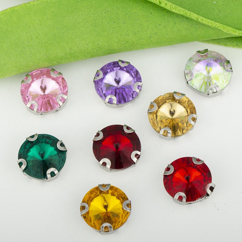 Round Acrylic Sew-on Claw Rhinestones with White K Setting for Bags and Garments main image Round Acrylic Sew-on Claw Rhinestones with White K Setting for Bags and Garments main image