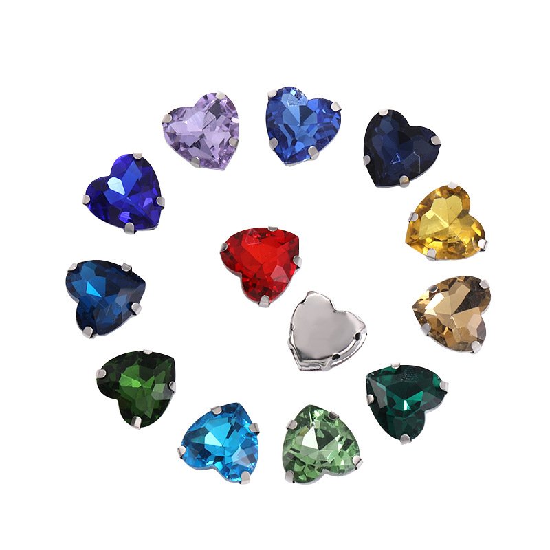 Heart Glass Sew-on Claw Rhinestones for Garments & Bridalwear gallery image 4 Heart Glass Sew-on Claw Rhinestones for Garments & Bridalwear gallery image 4
