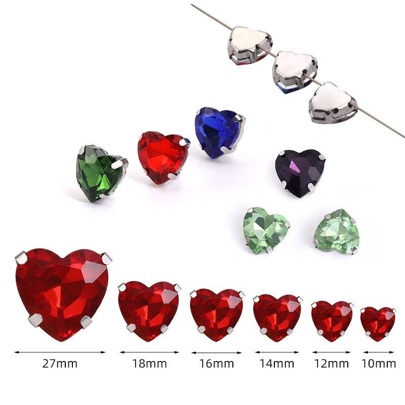 Heart Glass Sew-on Claw Rhinestones for Garments & Bridalwear gallery image 2 Heart Glass Sew-on Claw Rhinestones for Garments & Bridalwear gallery image 2