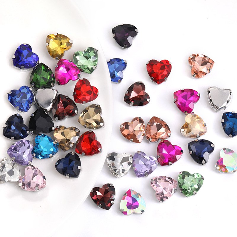 Heart Glass Sew-on Claw Rhinestones for Garments & Bridalwear main image Heart Glass Sew-on Claw Rhinestones for Garments & Bridalwear main image