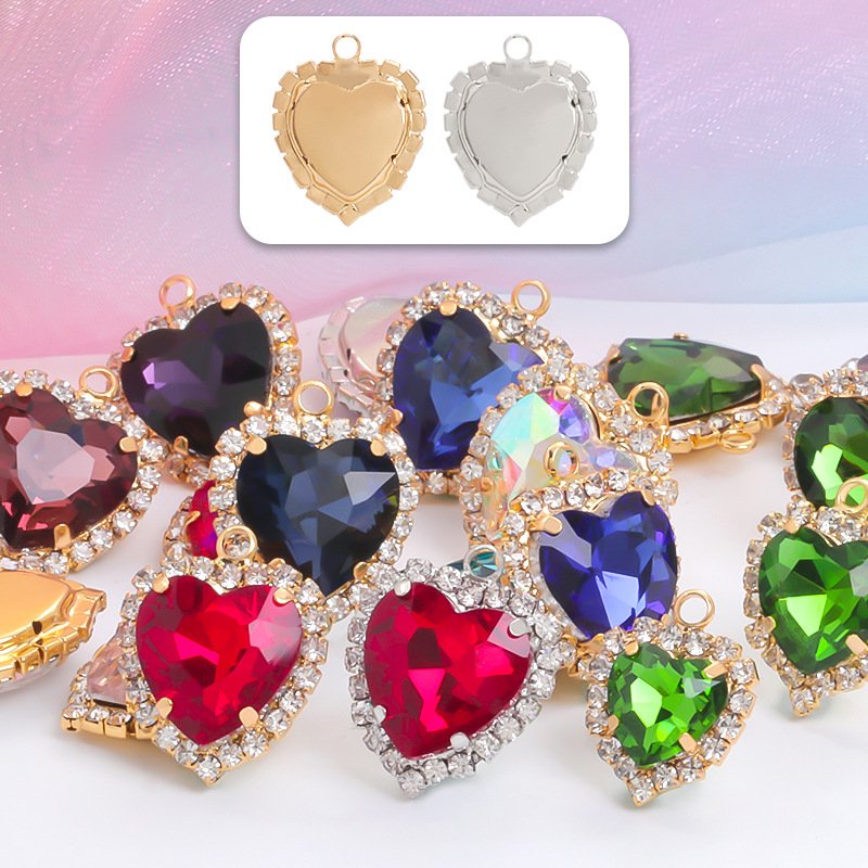 Heart Glass Claw Rhinestone Charms with Loop for Garments & Accessories gallery image 1 Heart Glass Claw Rhinestone Charms with Loop for Garments & Accessories gallery image 1