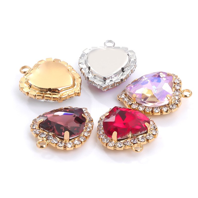 Heart Glass Claw Rhinestone Charms with Loop for Garments & Accessories gallery image 2 Heart Glass Claw Rhinestone Charms with Loop for Garments & Accessories gallery image 2