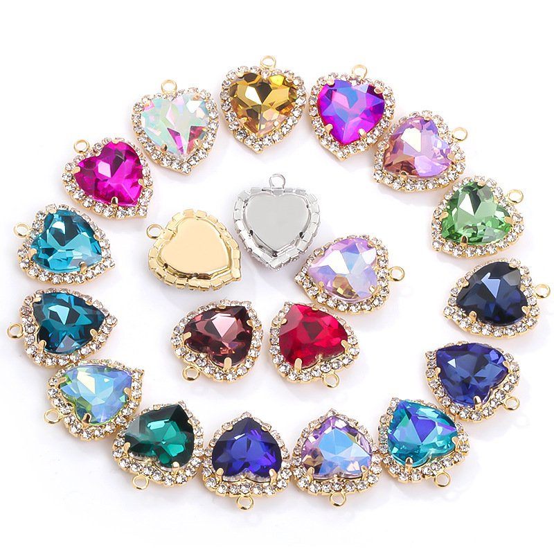 Heart Glass Claw Rhinestone Charms with Loop for Garments & Accessories main image Heart Glass Claw Rhinestone Charms with Loop for Garments & Accessories main image
