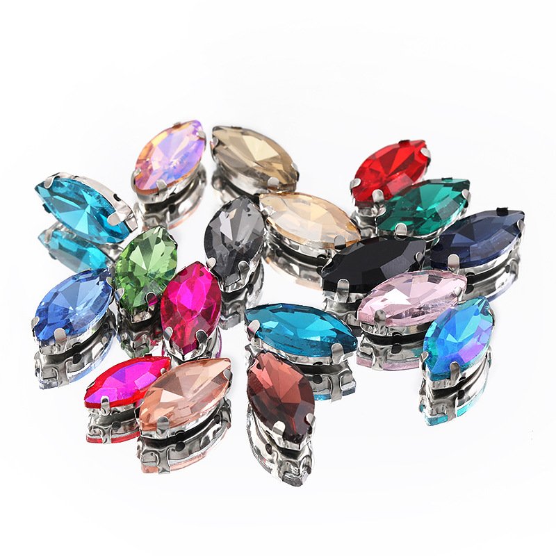 Marquise Glass Sew-on Claw Rhinestones with Thickened Steel Base gallery image 3 Marquise Glass Sew-on Claw Rhinestones with Thickened Steel Base gallery image 3