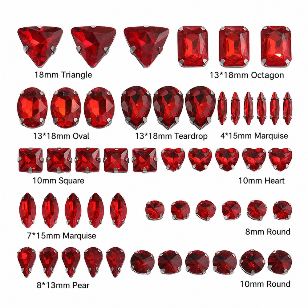Mixed Shape Glass Claw Rhinestones 50pcs Pack for Bridal & Garment Decoration gallery image 2