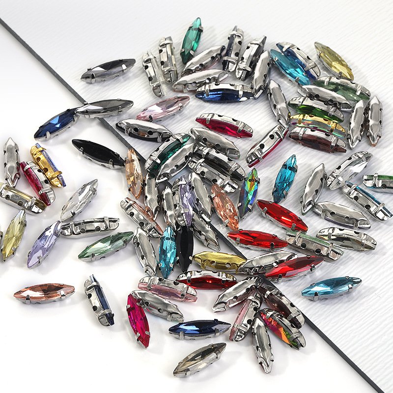Navette Glass Claw Rhinestones with Sew-on Holes for Garments & Hats gallery image 1