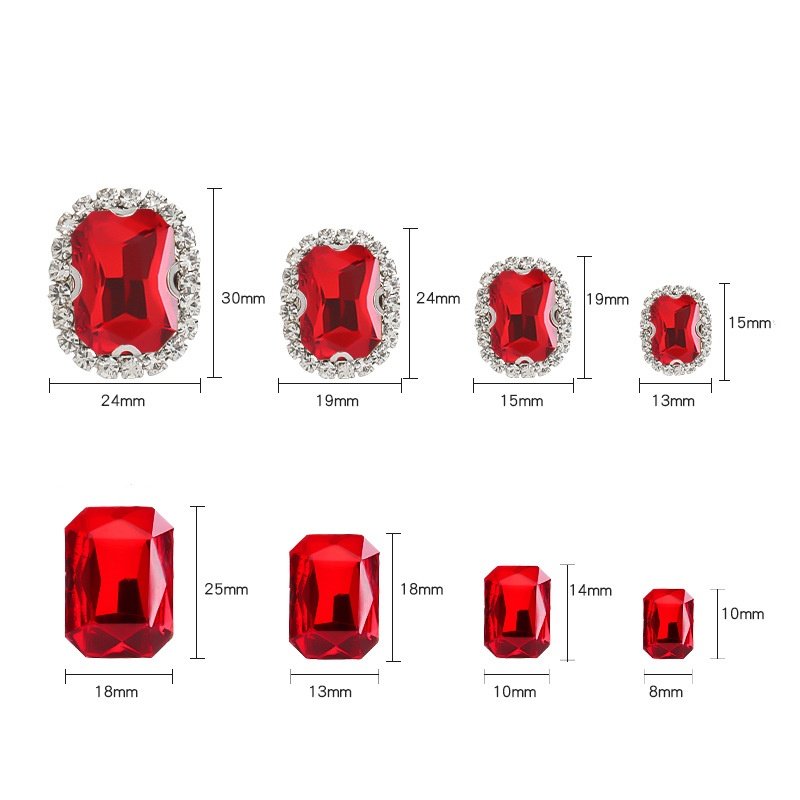Rectangle Glass Halo Sew-on Rhinestone Buckles with White K & Gold Base gallery image 1 Rectangle Glass Halo Sew-on Rhinestone Buckles with White K & Gold Base gallery image 1