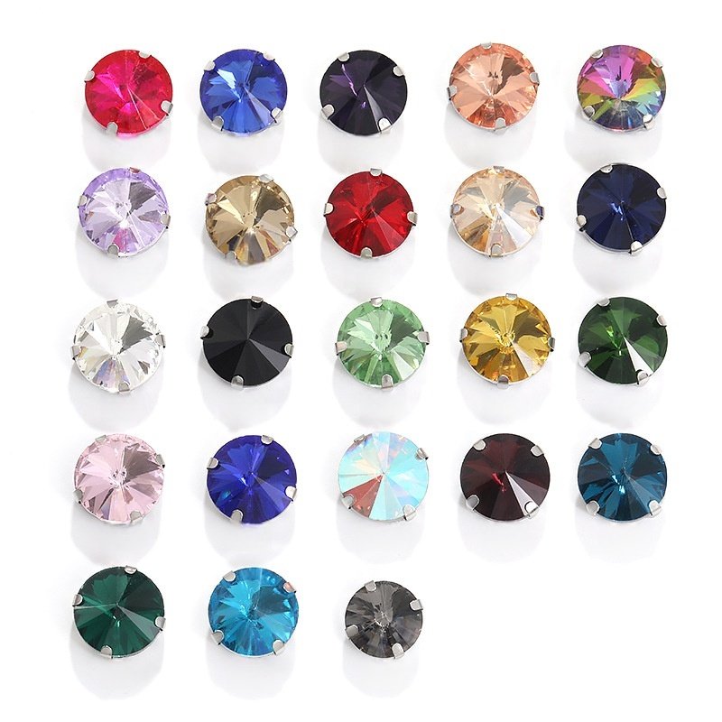 Round Satellite Glass Claw Rhinestones with Sew-on Holes for Garments & Shoes gallery image 2 Round Satellite Glass Claw Rhinestones with Sew-on Holes for Garments & Shoes gallery image 2