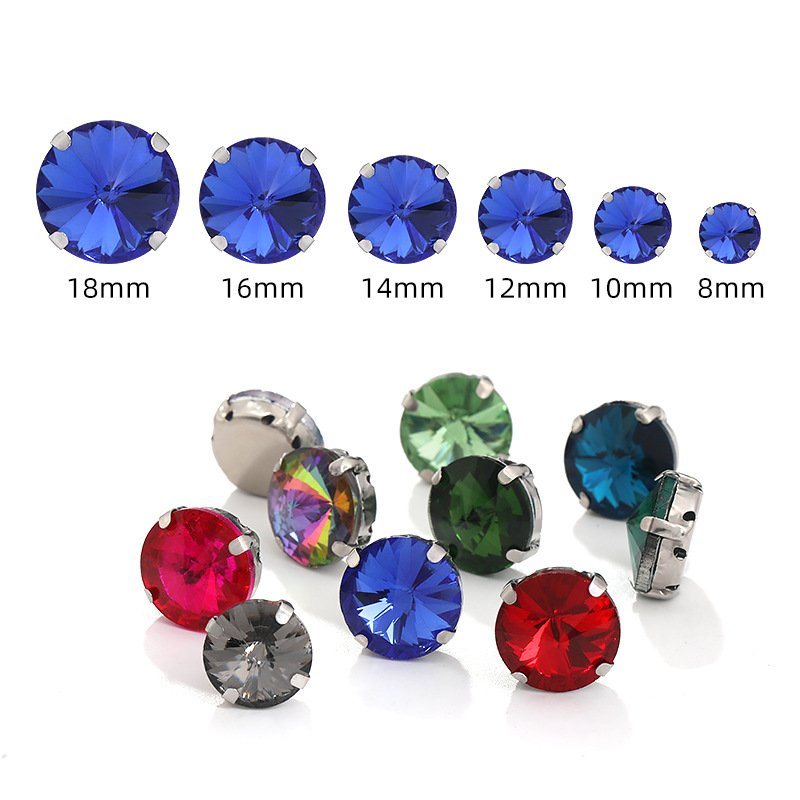 Round Satellite Glass Claw Rhinestones with Sew-on Holes for Garments & Shoes gallery image 3 Round Satellite Glass Claw Rhinestones with Sew-on Holes for Garments & Shoes gallery image 3