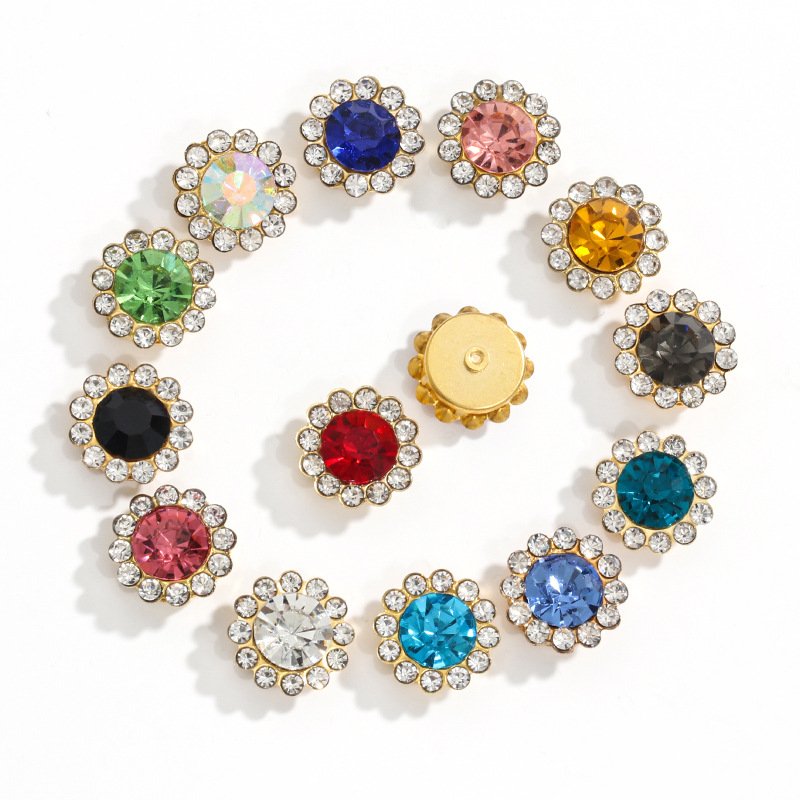 Glass Sunflower Sew-on Rhinestone Buttons for Garments & Accessories main image Glass Sunflower Sew-on Rhinestone Buttons for Garments & Accessories main image