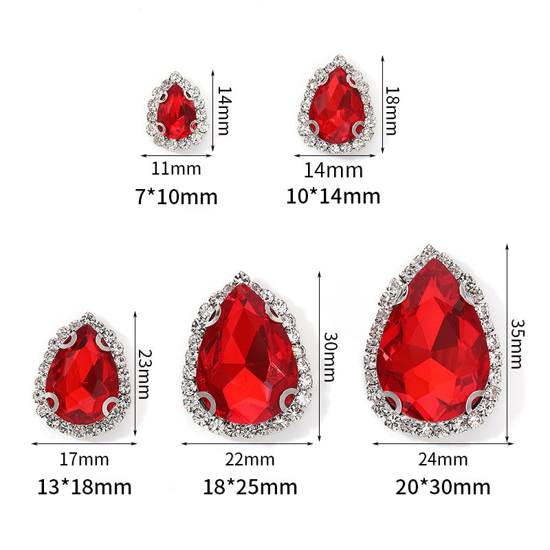 Teardrop Glass Halo Sew-on Rhinestone Buckles with White K Base gallery image 2 Teardrop Glass Halo Sew-on Rhinestone Buckles with White K Base gallery image 2