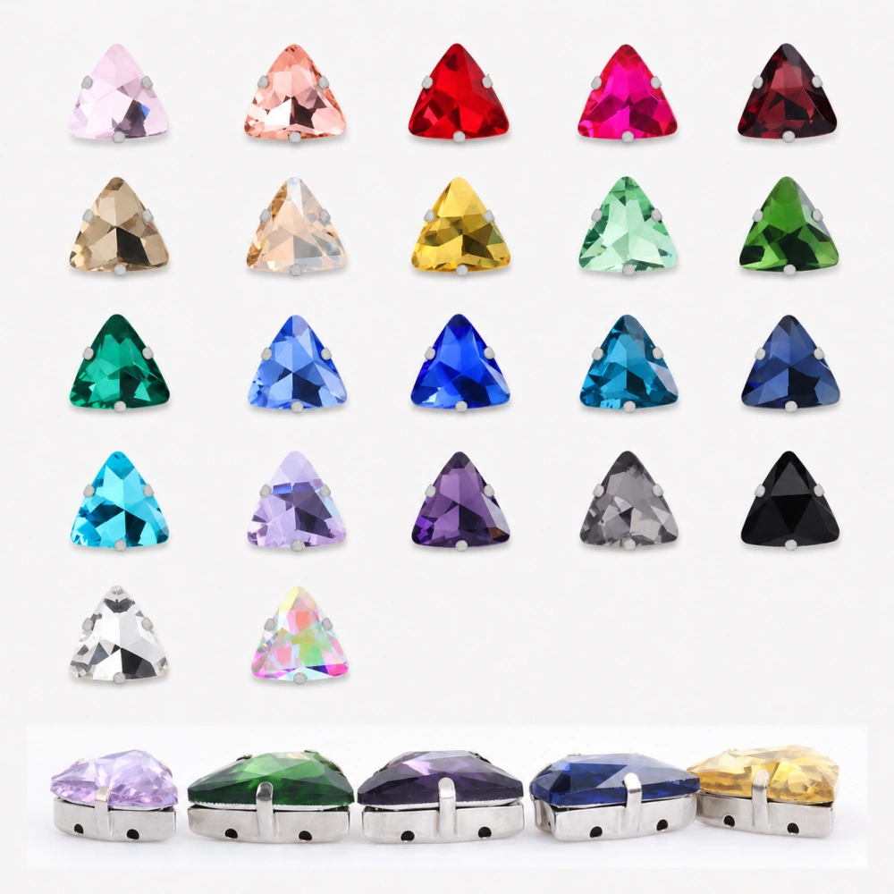 Triangle Glass Sew-on Claw Rhinestones 18mm with Thickened Steel Base main image Triangle Glass Sew-on Claw Rhinestones 18mm with Thickened Steel Base main image