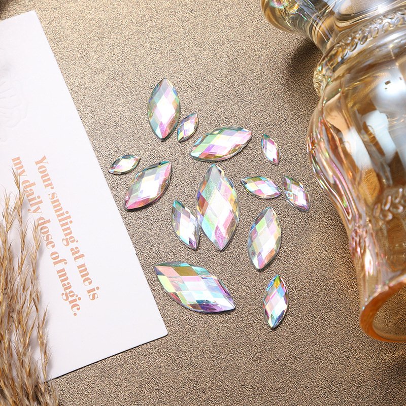 Marquise Faceted Acrylic Flat Back Rhinestones for Nail Art, Earrings & Apparel Decoration gallery image 2