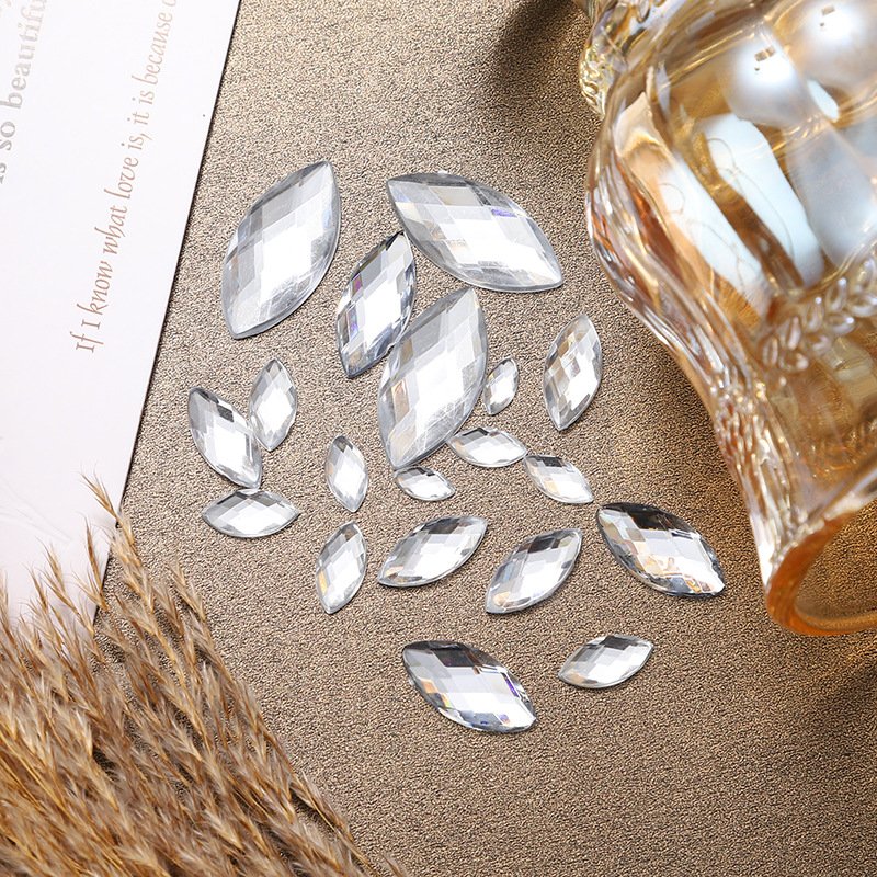Marquise Faceted Acrylic Flat Back Rhinestones for Nail Art, Earrings & Apparel Decoration gallery image 1