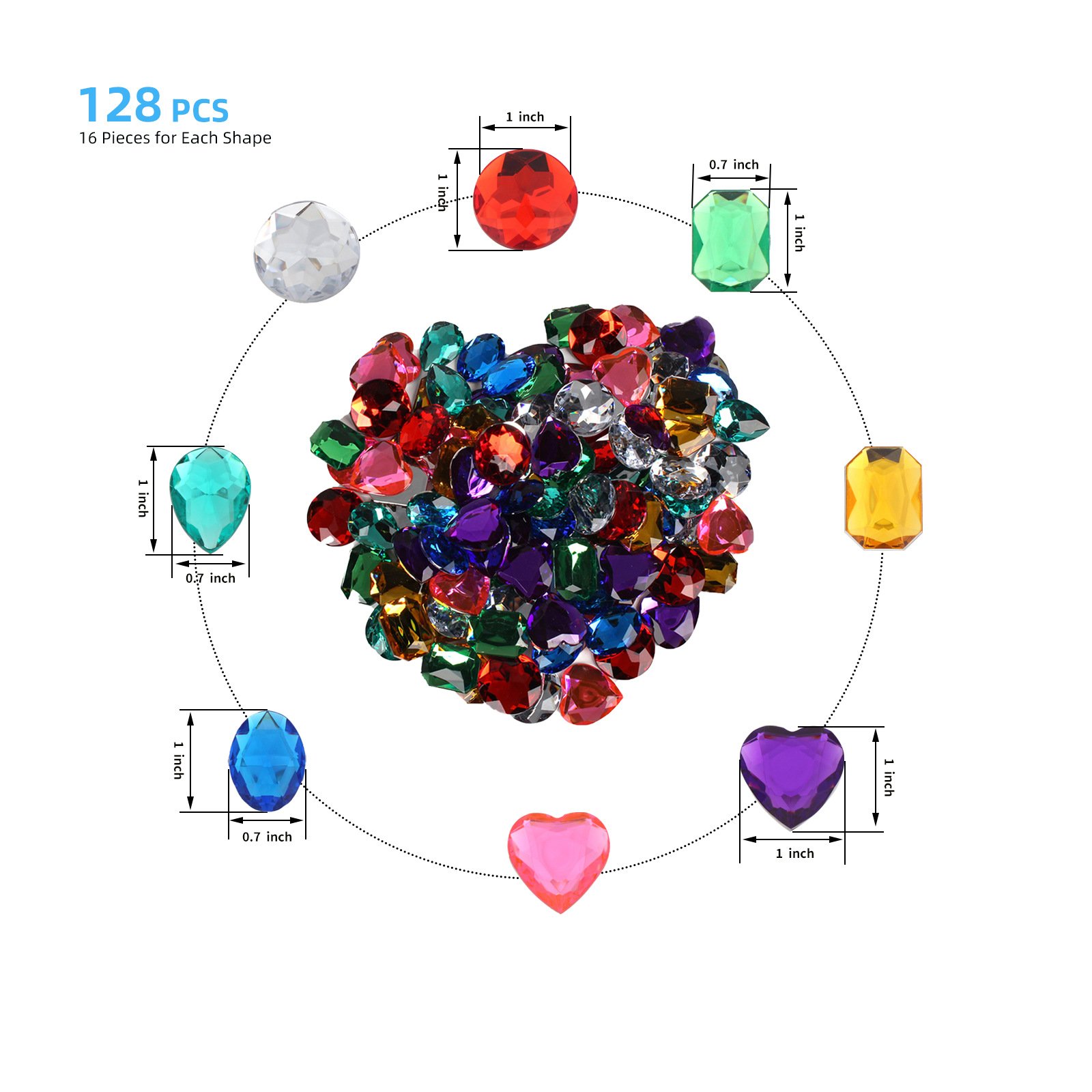Mixed Shape Acrylic Flat Back Rhinestone Kit for DIY Craft & Apparel Decoration gallery image 1 Mixed Shape Acrylic Flat Back Rhinestone Kit for DIY Craft & Apparel Decoration gallery image 1