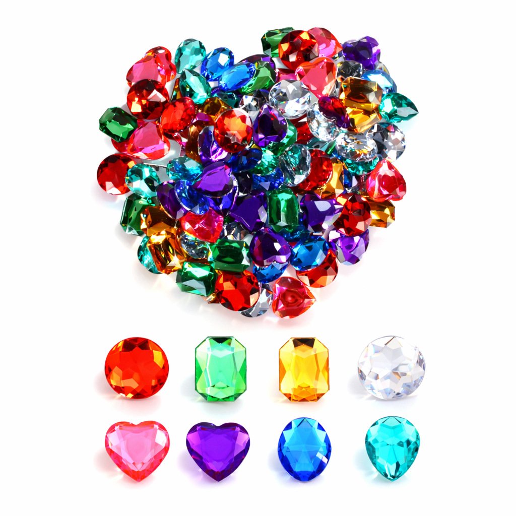 Mixed Shape Acrylic Flat Back Rhinestone Kit for DIY Craft & Apparel Decoration main image Mixed colors and shapes acrylic flat back rhinestone kit, approx. 128 pcs per pack, for DIY craft decoration