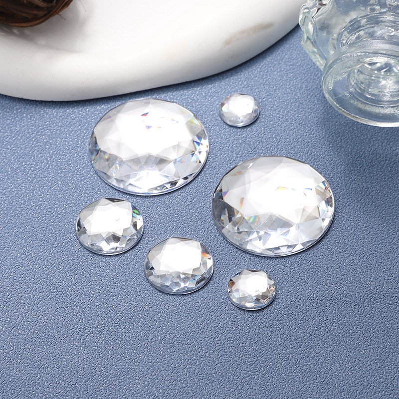 Round Faceted Acrylic Flat Back Rhinestones for Garments, Shoes & Craft Decoration gallery image 2
