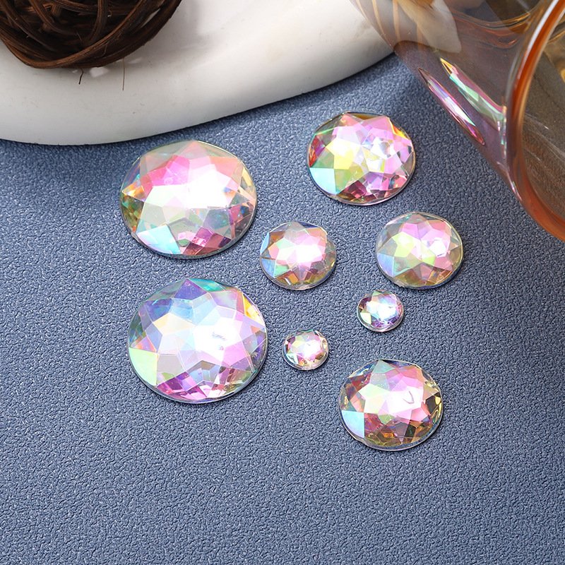 Round Faceted Acrylic Flat Back Rhinestones for Garments, Shoes & Craft Decoration gallery image 1