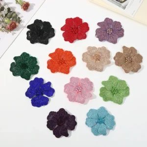 Five-petal rhinestone flower patch color options for fashion decoration projects