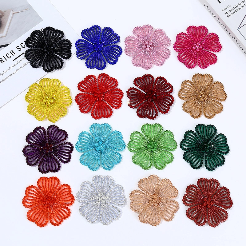 Camellia rhinestone patch color options for fashion decoration projects