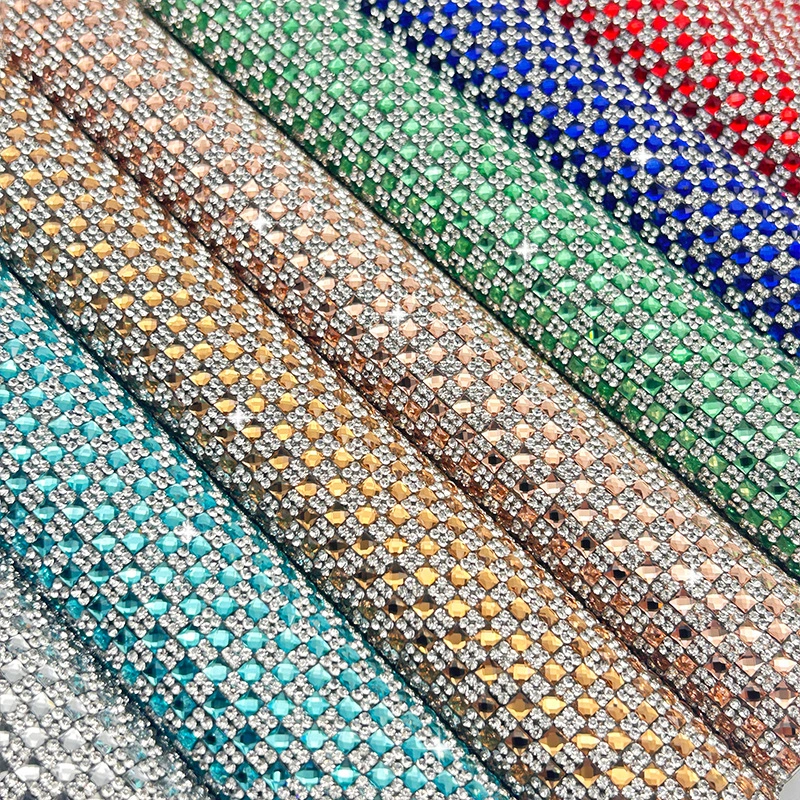 Glass rhinestone mesh sheet color display for fashion decoration projects