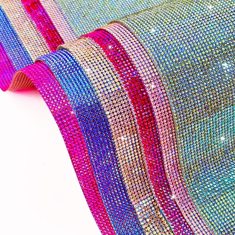 Flexible iridescent rhinestone sheets showing cuttable crystal surface Iridescent Glass Rhinestone Sheet | Premium 40x24cm Sheet