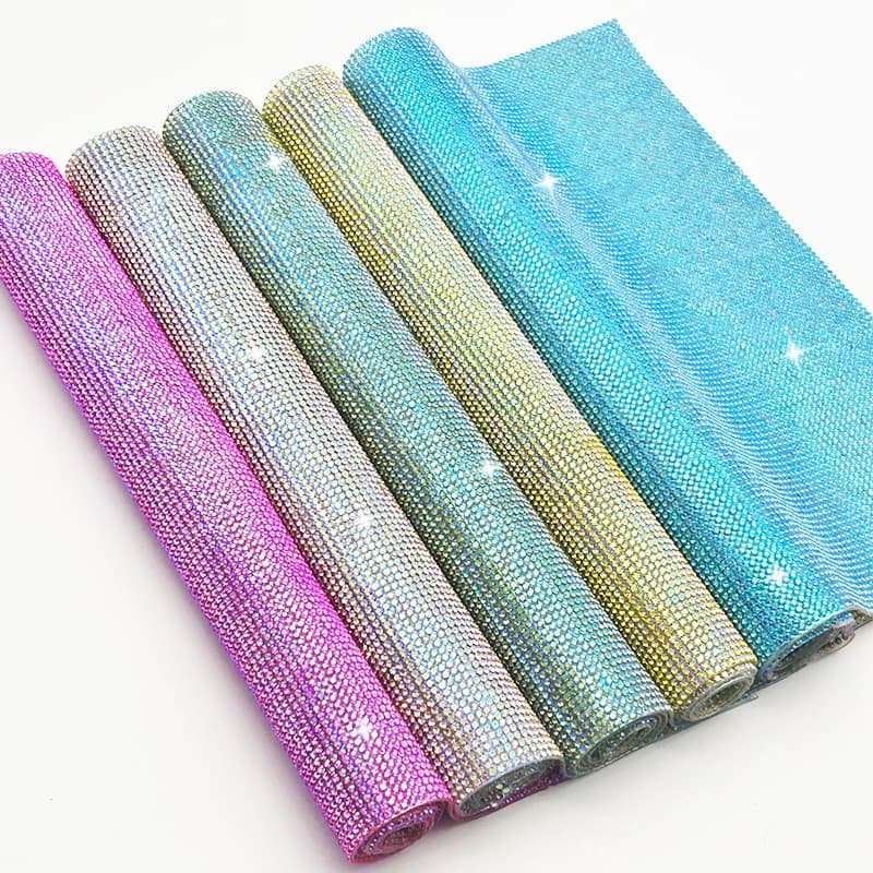 Iridescent glass rhinestone sheet rolls for bags garments and DIY decoration Iridescent glass rhinestone sheet rolls for bags garments and DIY decoration