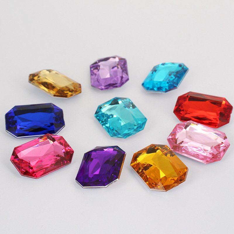 Octagon Rectangle Acrylic Point Back Gems for Shoe Buckle and Jewelry Trim gallery image 1