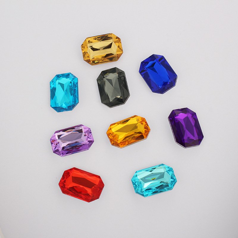 Octagon Rectangle Acrylic Point Back Gems for Shoe Buckle and Jewelry Trim main image