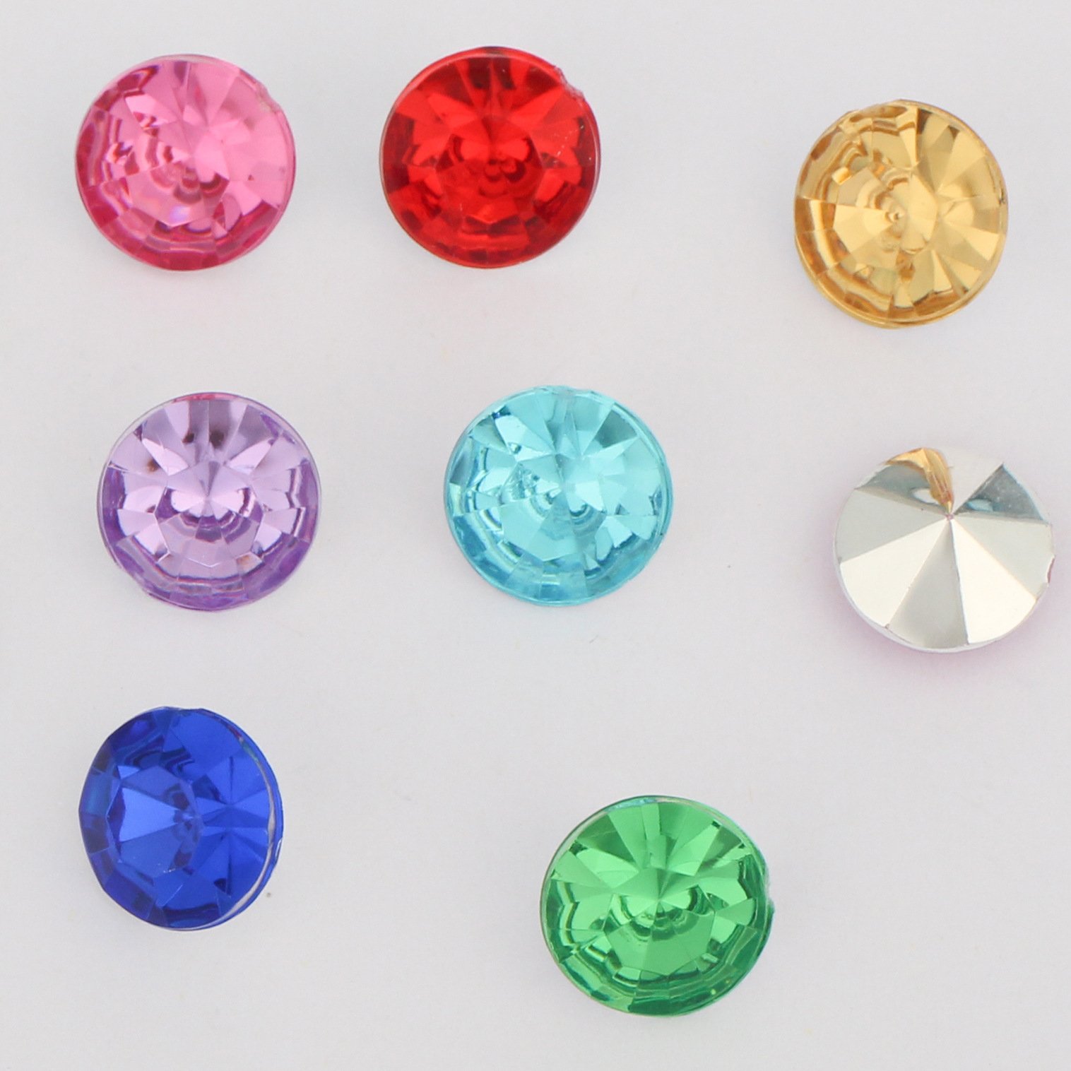Round Flower Cut Acrylic Point Back Stones for Hair Accessories and Craft Trim gallery image 1 Round Flower Cut Acrylic Point Back Stones for Hair Accessories and Craft Trim gallery image 1