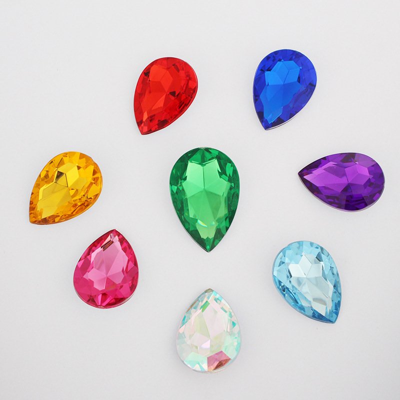 Teardrop Acrylic Point Back Rhinestone Drops for Jewelry and Garment Embellishment gallery image 1 Teardrop Acrylic Point Back Rhinestone Drops for Jewelry and Garment Embellishment gallery image 1