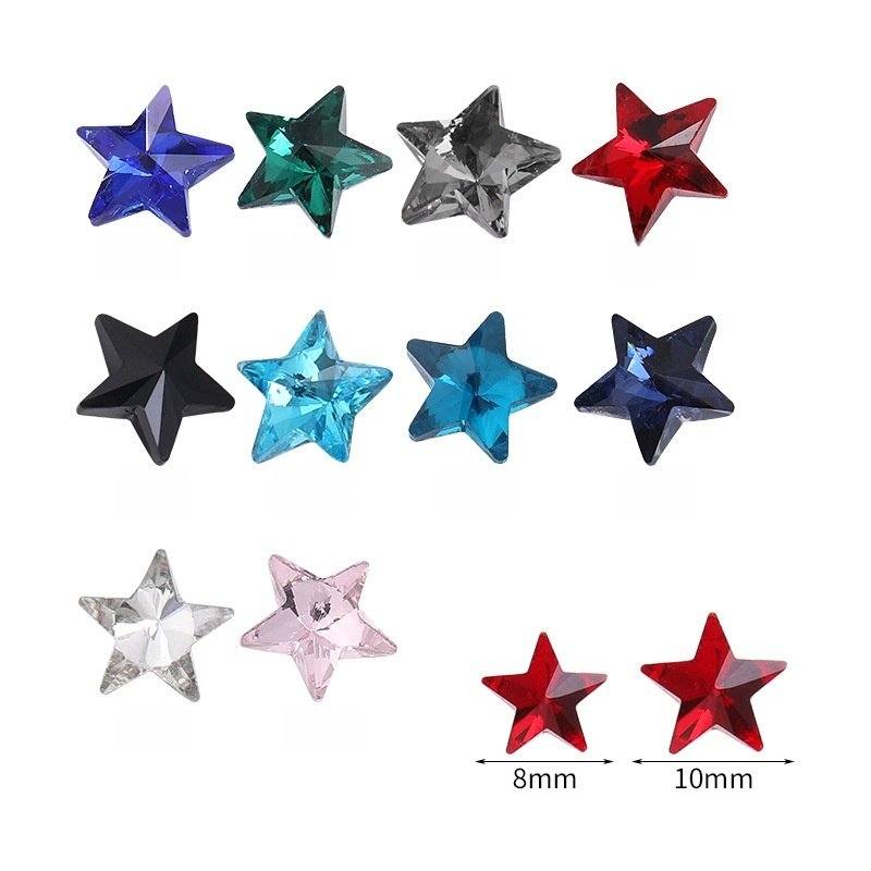 Five Point Star Glass Point Back Rhinestones in 8mm & 10mm for Accessories gallery image 1