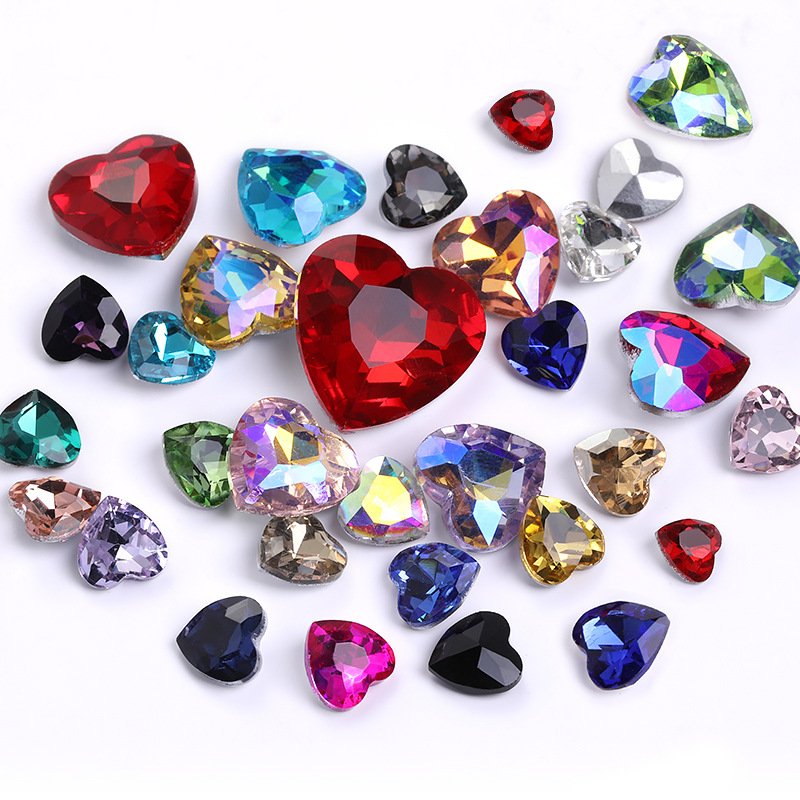 Heart Glass Point Back Rhinestones for Nail Art, Phone Cases & Fashion Accessories gallery image 1 Heart Glass Point Back Rhinestones for Nail Art, Phone Cases & Fashion Accessories gallery image 1