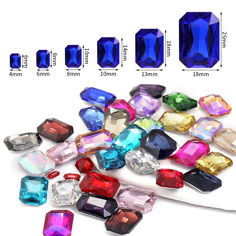 Octagon Rectangle Glass Point Back Rhinestones for Garments & Accessories main image
