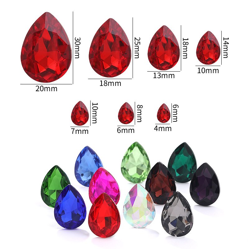Pear Drop Glass Point Back Rhinestones in 6×8mm, 7×10mm, 10×14mm & 13×18mm gallery image 1 Pear Drop Glass Point Back Rhinestones in 6×8mm, 7×10mm, 10×14mm & 13×18mm gallery image 1