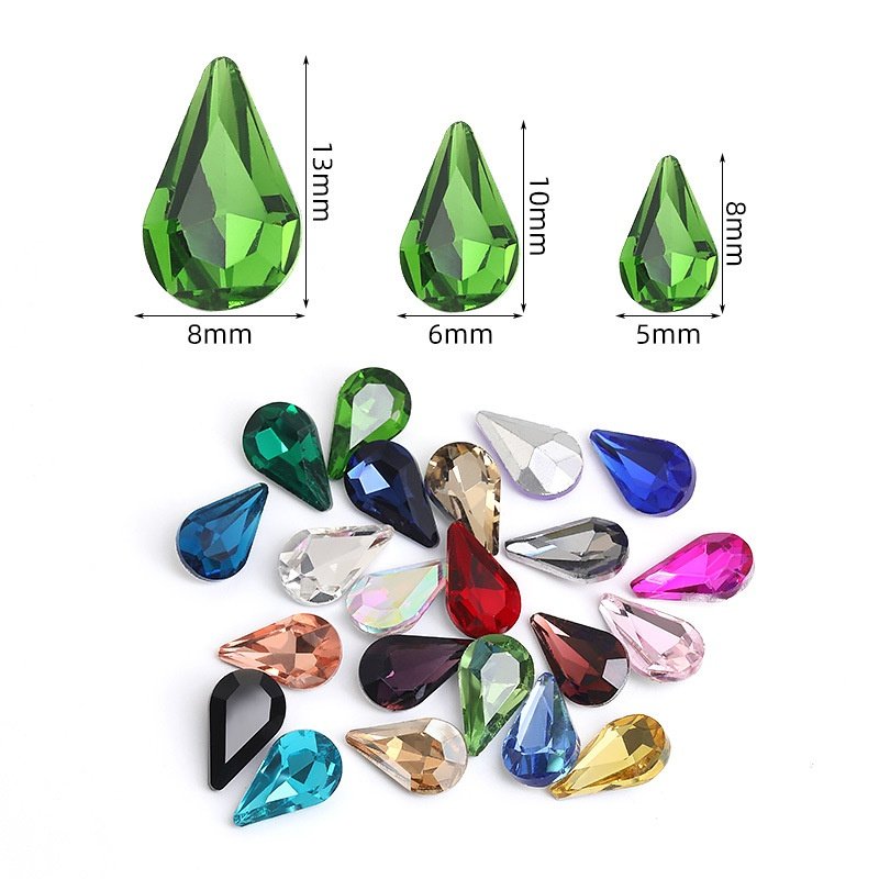 Pointed Teardrop Glass Point Back Rhinestones in 5×8mm, 6×10mm & 8×13mm gallery image 2