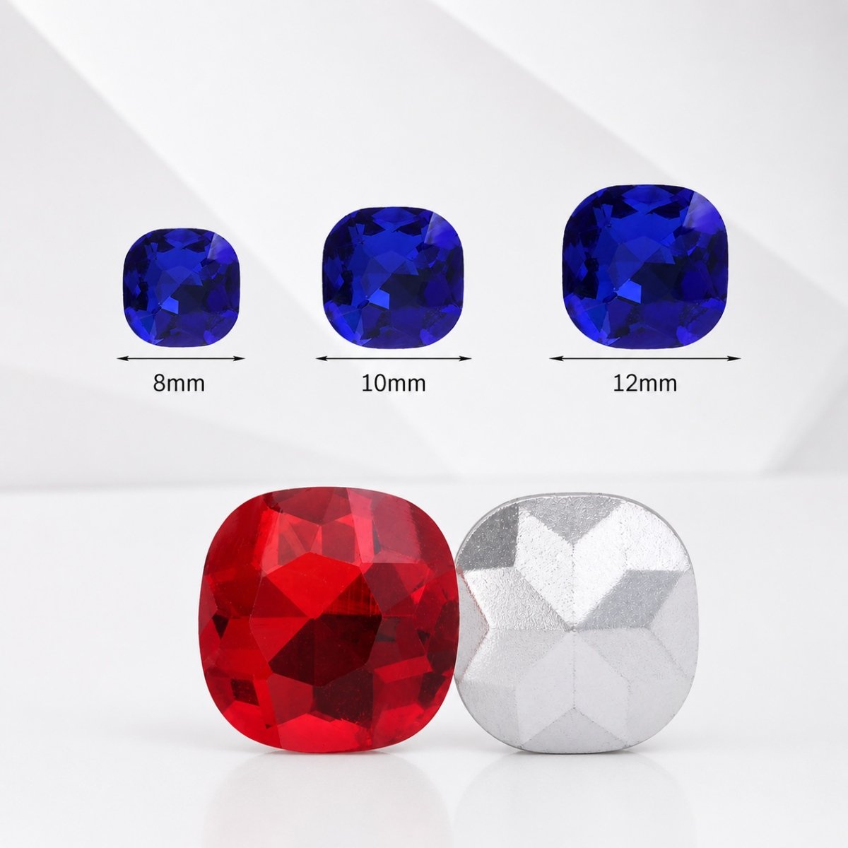 Rounded Square Glass Point Back Rhinestones in 8mm, 10mm & 12mm for Accessories main image Rounded Square Glass Point Back Rhinestones in 8mm, 10mm & 12mm for Accessories main image
