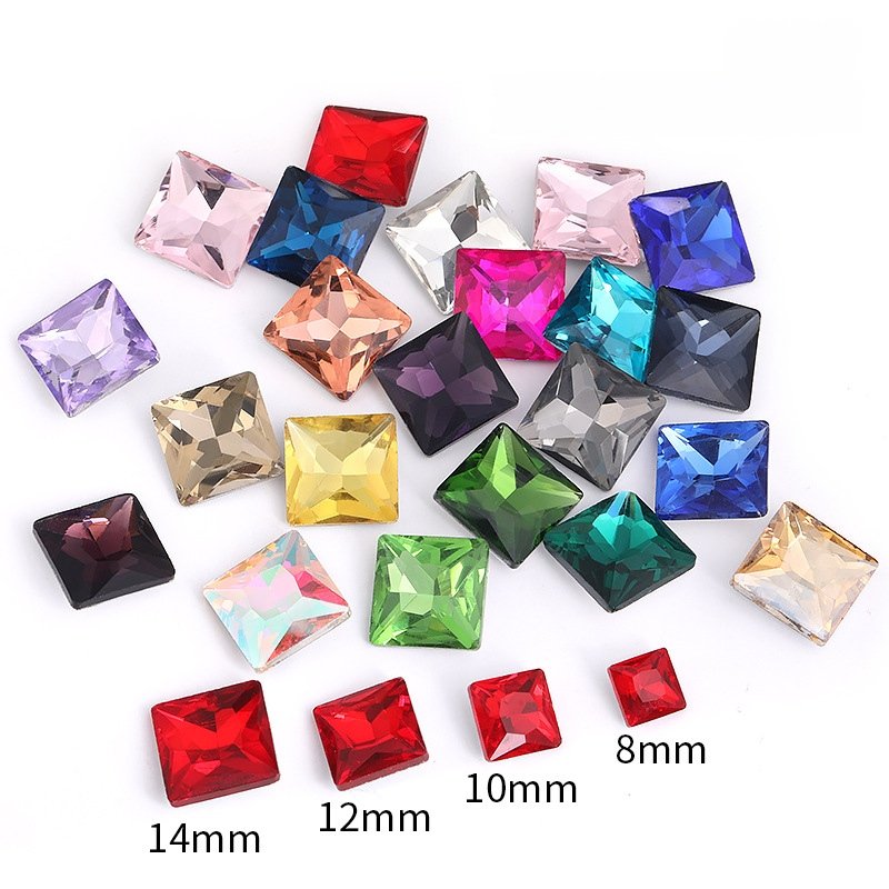 Square Glass Point Back Rhinestones for Nail Art, Shoes & Bag Decoration gallery image 2 Square Glass Point Back Rhinestones for Nail Art, Shoes & Bag Decoration gallery image 2