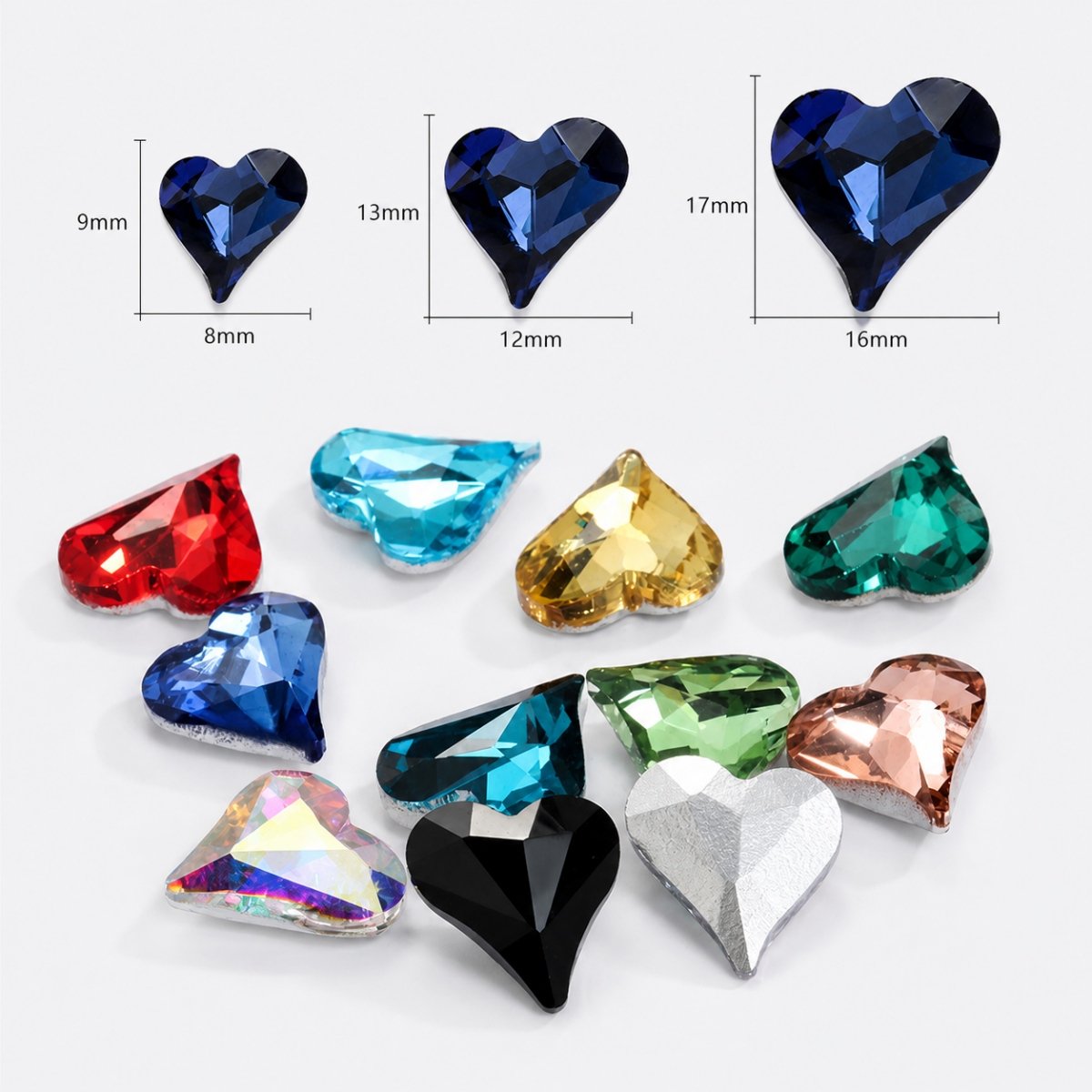 Tilted Heart Glass Point Back Rhinestones for Nail Art, Shoes & Bag Decoration gallery image 1 Tilted Heart Glass Point Back Rhinestones for Nail Art, Shoes & Bag Decoration gallery image 1